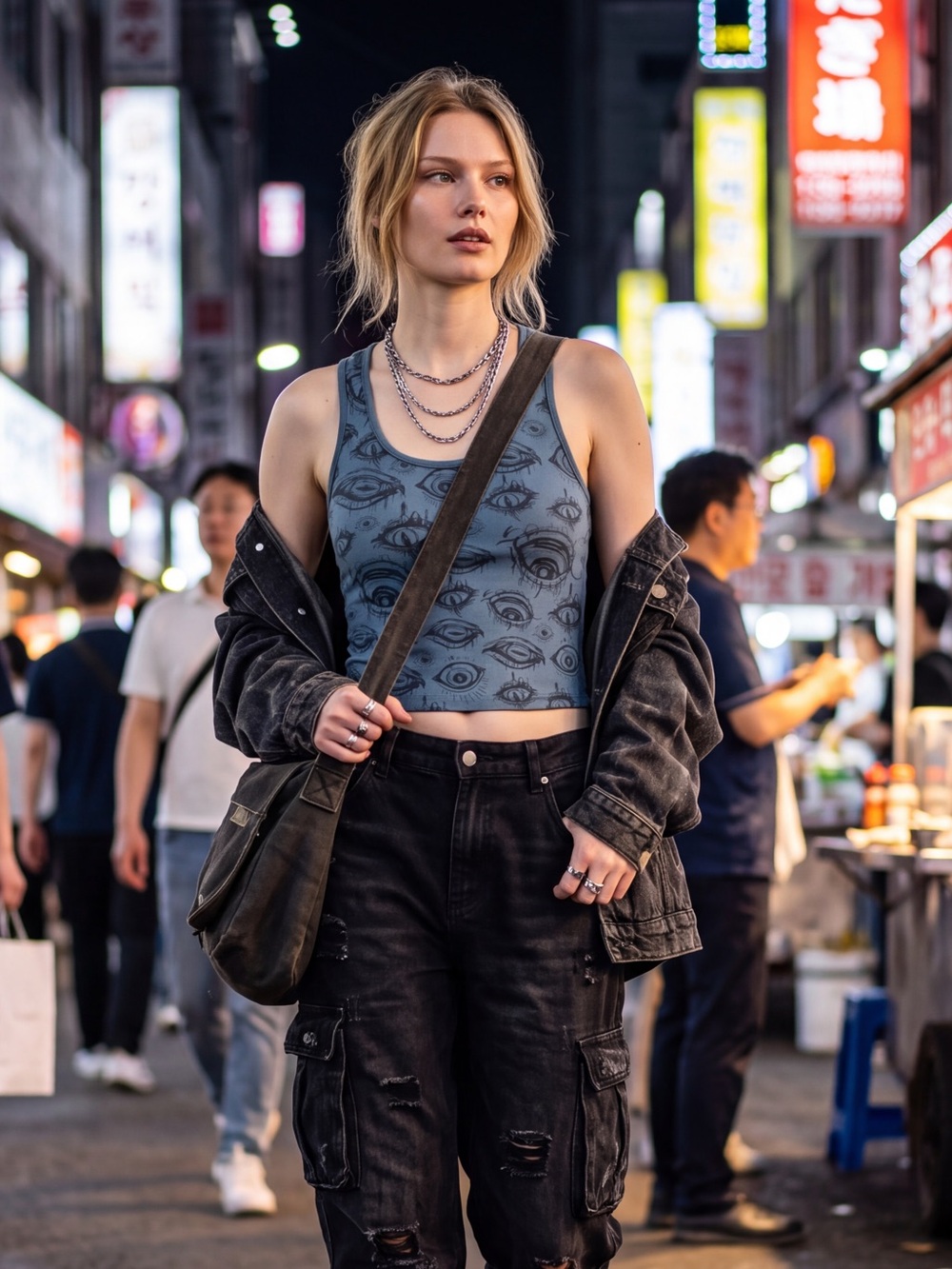 ROMWE Grunge Punk Eye Print Tank Top.